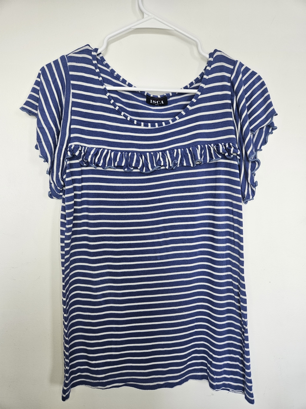 Reitmans Teal Blue V-Neck T-Shirt Silver Grommet Detail Large 🔥